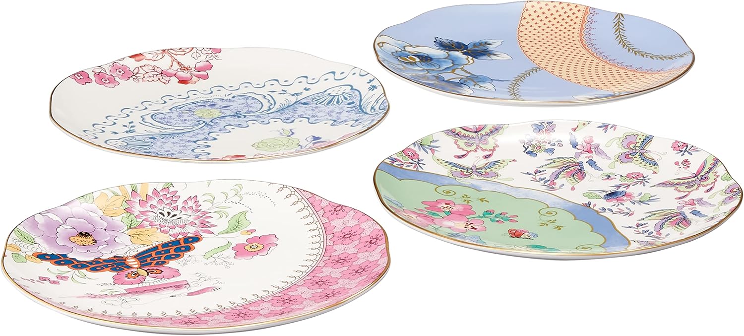 Wedgwood Butterfly Bloom Set of 4 Plates 20cm, Multicoloured, 8.25