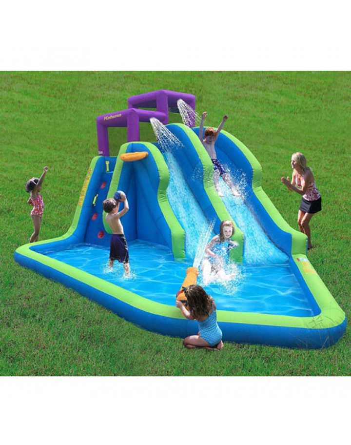 Magic Time Twin Falls Outdoor Inflatable Splash Pool Backyard Water Slide Park