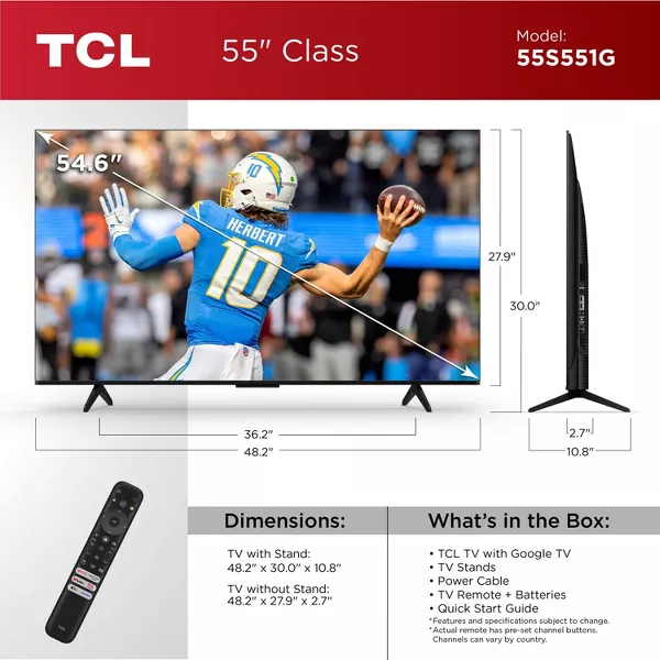 TCL 55 Class S5-Series 4K UHD HDR LED Smart Google TV - 55S551G