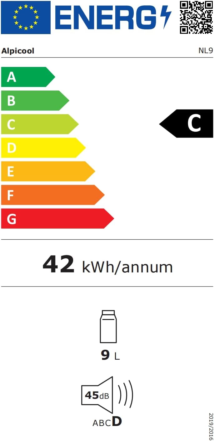 Alpicool NL9 Car Mini Fridge 9L 12V Car Refrigerator (-20℃-20℃) Portable Fridge Freezer 12V/24V DC 100~240 Volt AC Electric Cooler Box for Camping RV Road Trip Picnic Truck Camper [Energy Class C]