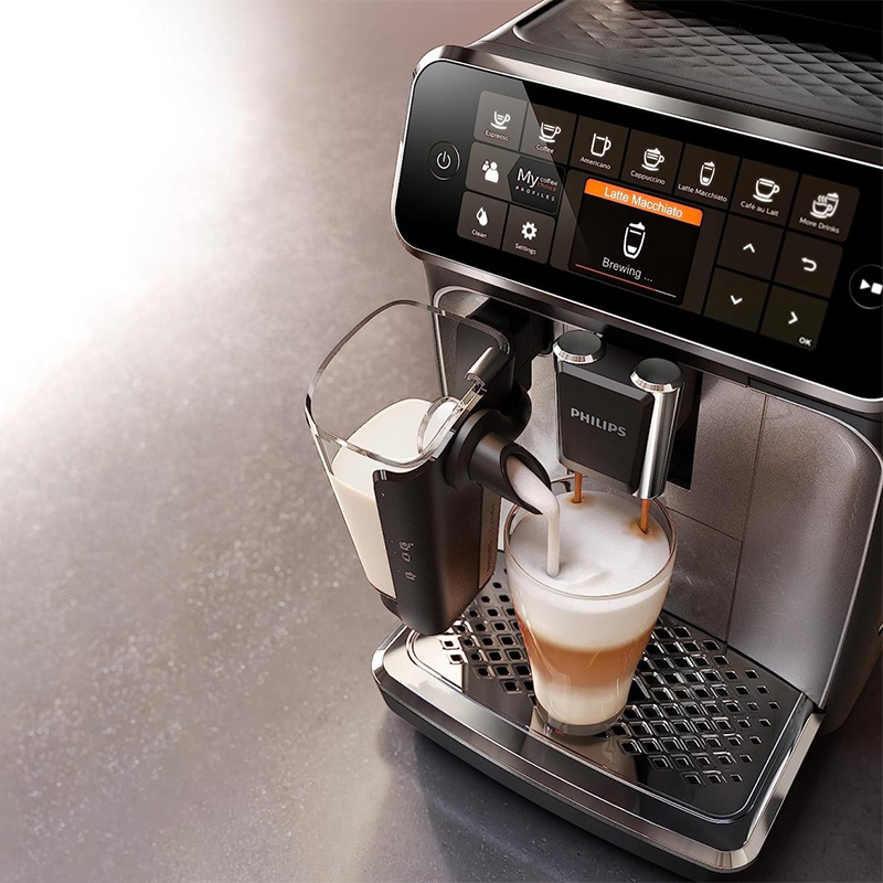 Philips 4300 Series fully automatic espresso machine - LatteGo milk frother, 8 coffee varieties, intuitive touch display, black
