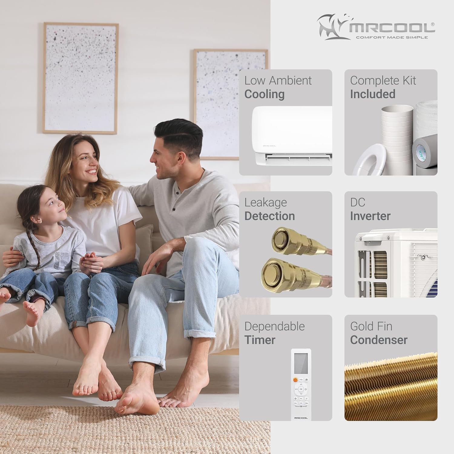 MRCOOL Easy Pro 9,000 BTU Ductless Mini-Split Air Conditioner Heat Pump Indoor System, DIY 5th Generation with Smart WiFi Control and Quiet Operation