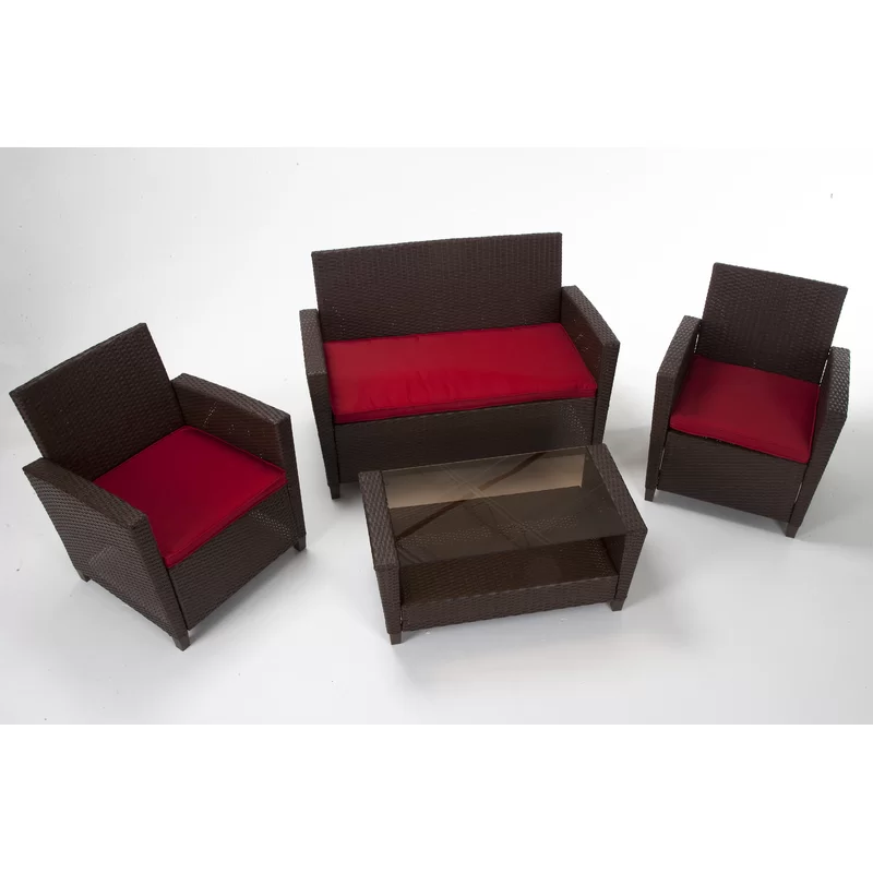Wicker 4 - Person Garden Lounge Set with Cushions