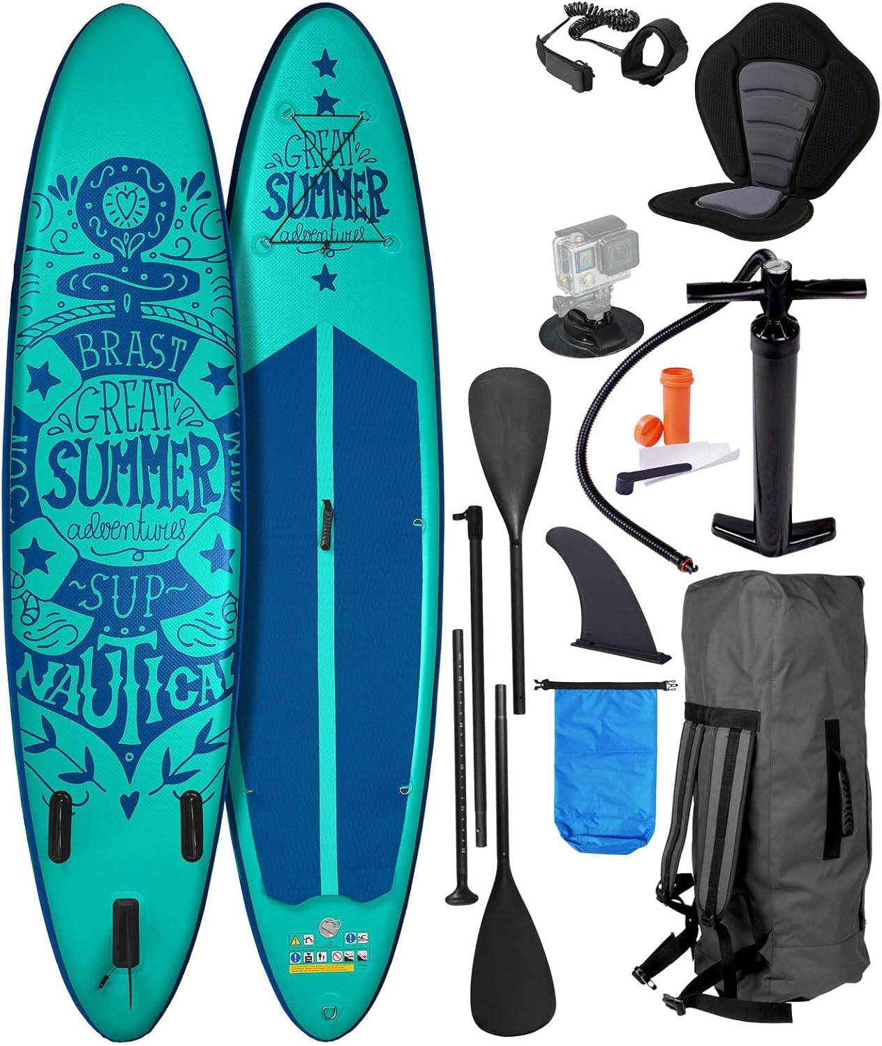 BRAST® SUP Board Summer Inflatable Stand Up Paddle Set 320 x 81 x 15 cm