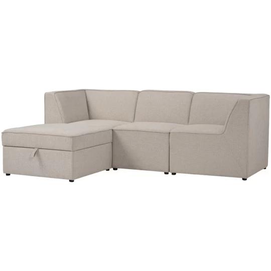 L-Shaped Modular Sofa with Storage Ottoman, Beige