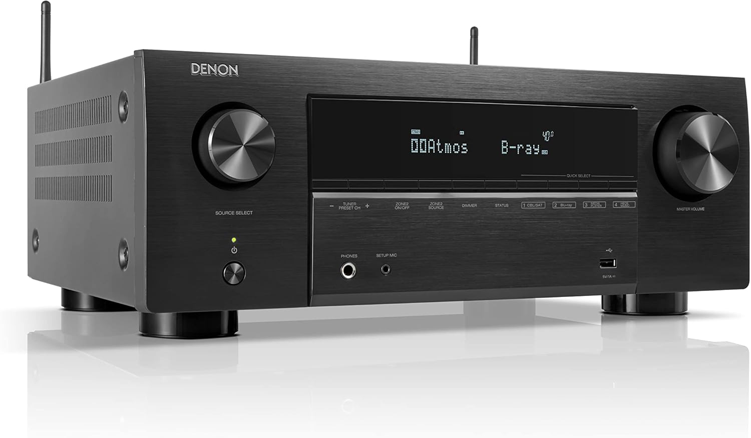 Denon AVR-X2800HDAB 7.2 Channel AV Receiver, HiFi Amplifier with Dolby Atmos, DTS:X, 6 HDMI Inputs and 2 Outputs, 8K HDMI, Bluetooth, DAB, WiFi, AirPlay 2, HEOS Mulitroom, Alexa Compatible, Black