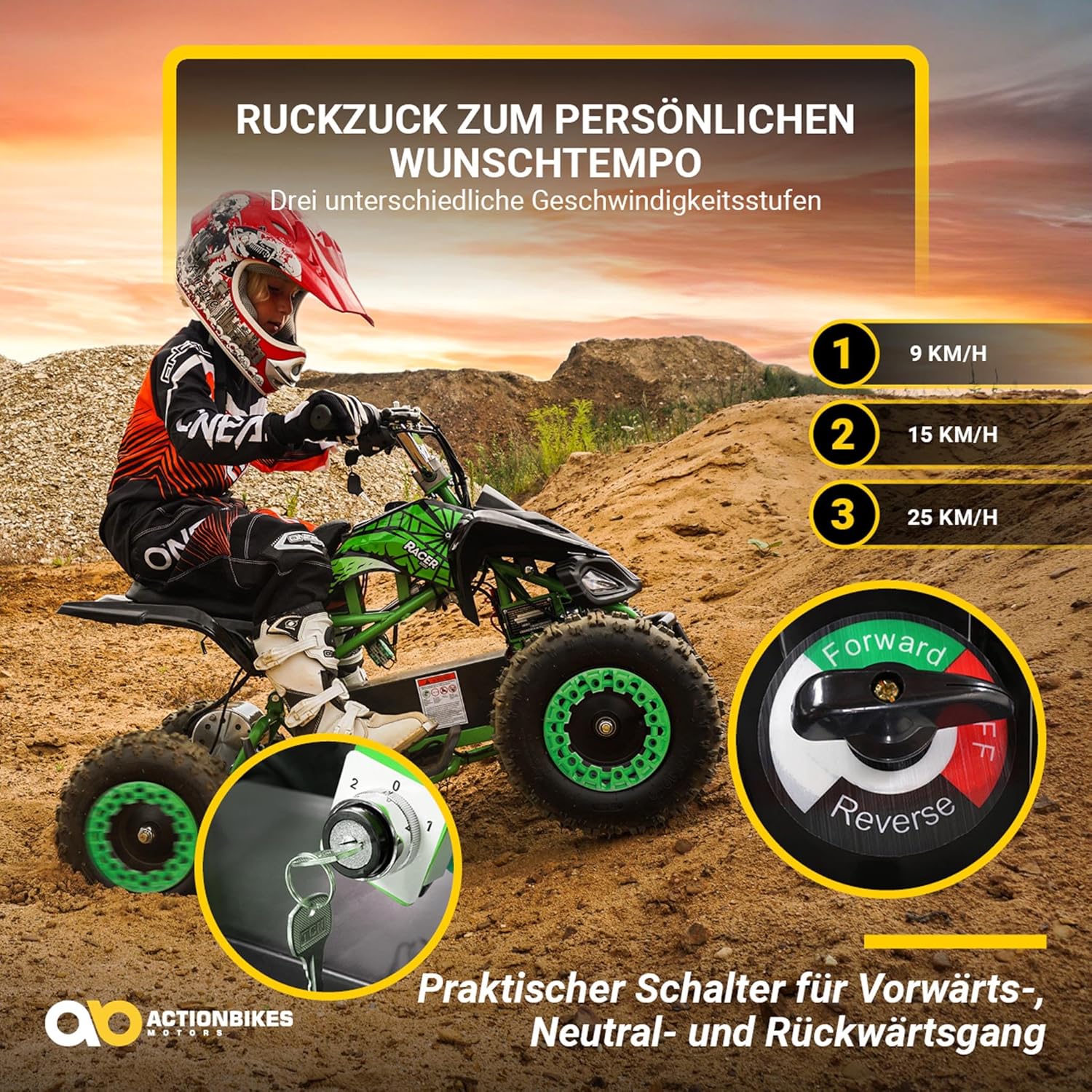 Actionbikes Motors Kids Quad Electric ATV Racer
