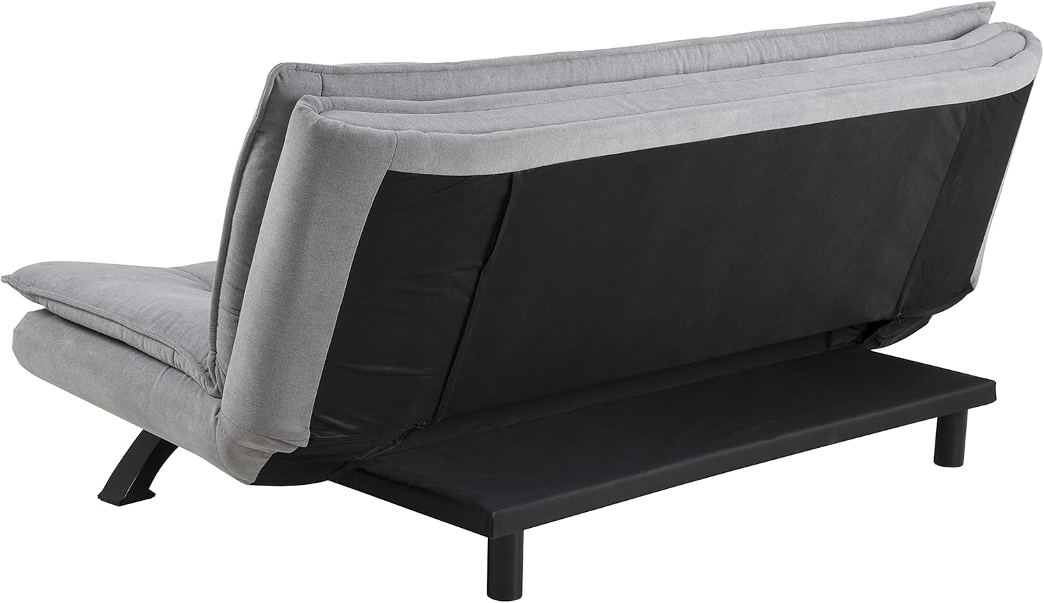 AC Design Furniture Jasper Sofa Bed W: 196 x H: 91 x D: 96 cm, Dark Grey/Black, Fabric/Metal