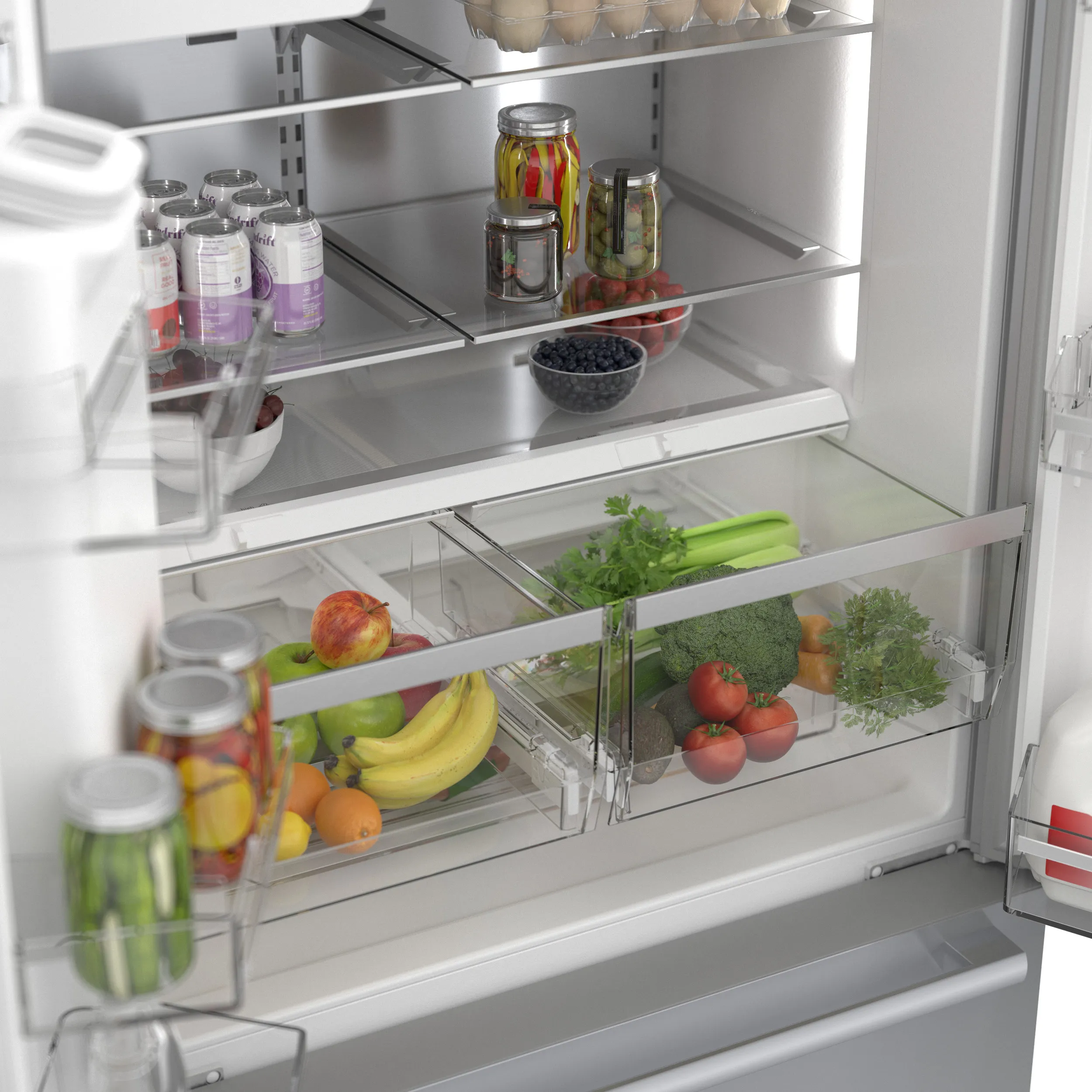 Bosch B36CD50SNS 500 Series French Door Bottom Mount Refrigerator 36'' Stainless steel (with anti-fingerprint), Total No Frost