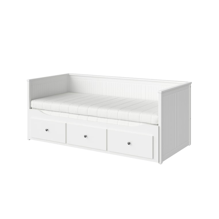 HEMNES Day-bed w 3 drawers/2 mattresses, white/Åfjäll medium firm, 80x200 cm