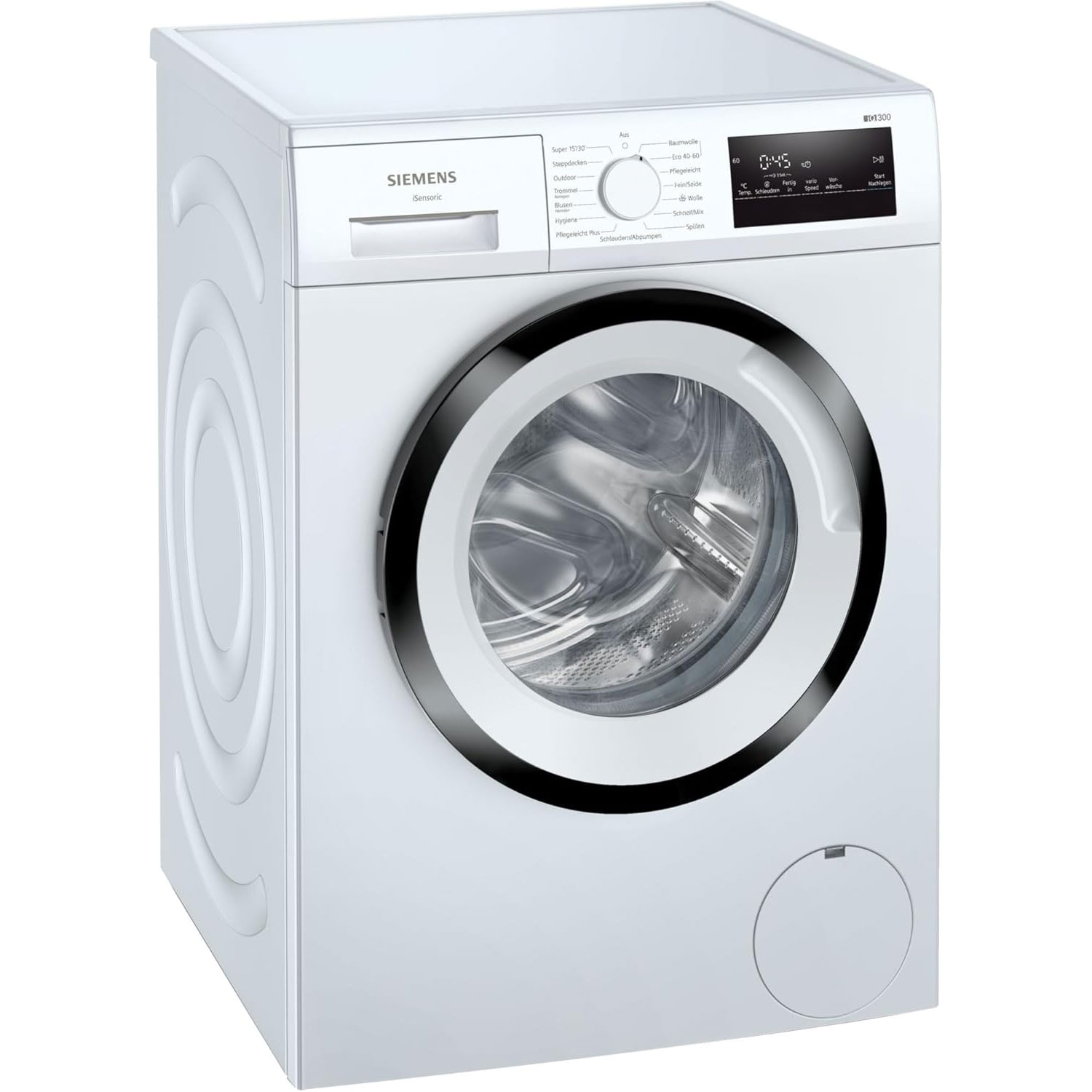 Siemens WM14N123 iQ300 washing machine, front-loading with 7 kg capacity, 1400 rpm, speedPack L, outdoor program, simpleTouch LED display, iQdrive motor, white, 60 cm [Energy Class B]