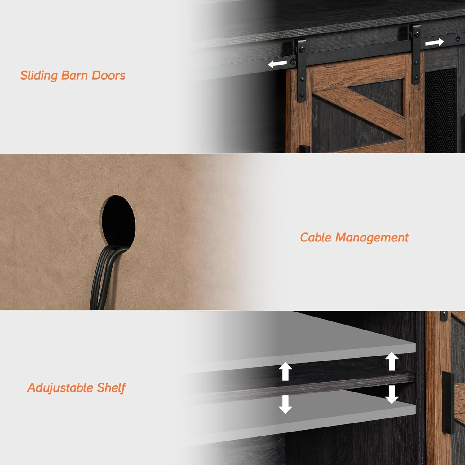 WAMPAT Farmhouse Buffet Cabinet,Rustic Sideboard with Sliding Barn Doors