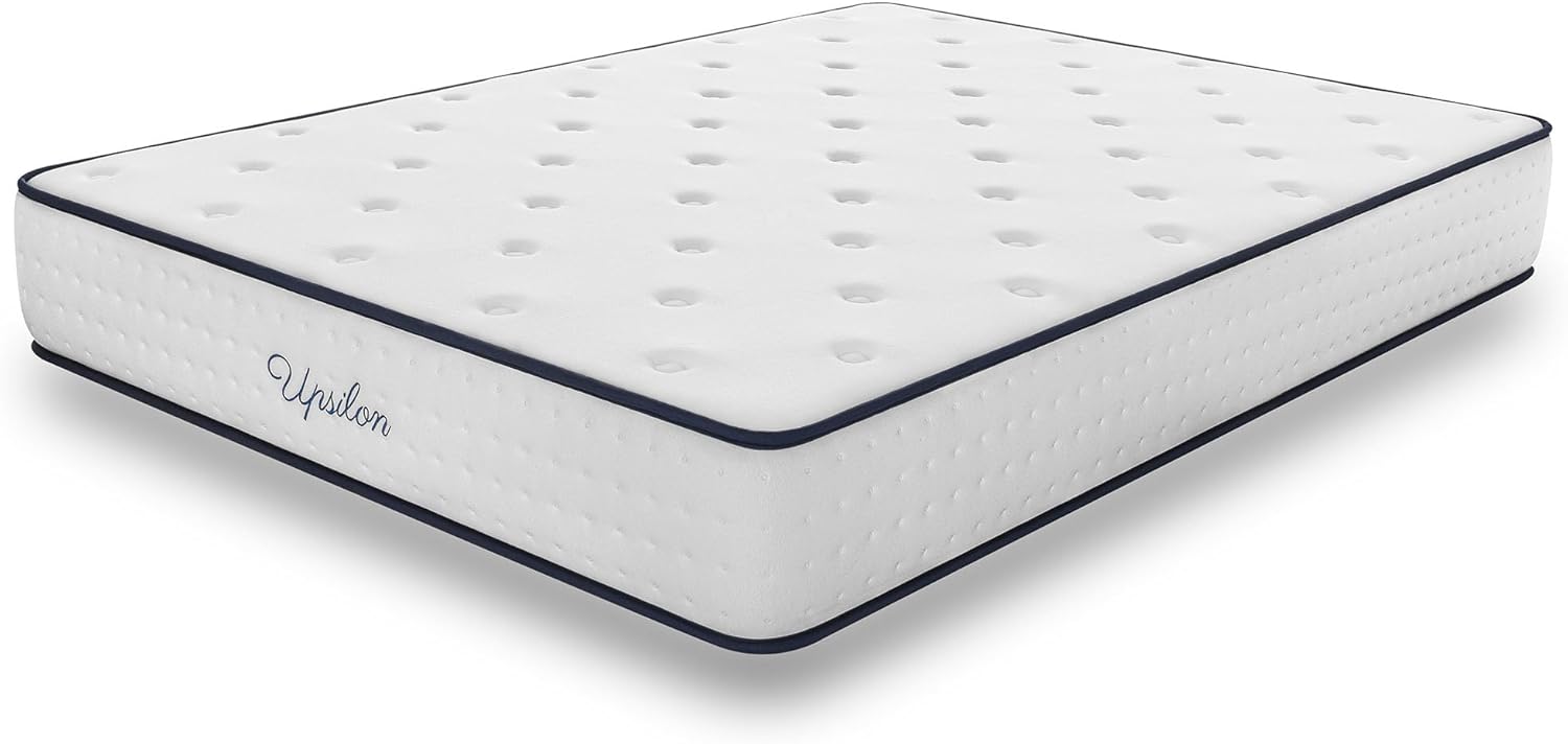COSMOS - Upsilon Mattress 150x190-30 cm - Hybrid - Pocket Springs - Memory Foam + Blue Latex Support - Medium-Firm Comfort - 7 Zones - Reversible - Isolated Sleep - Made in Europe