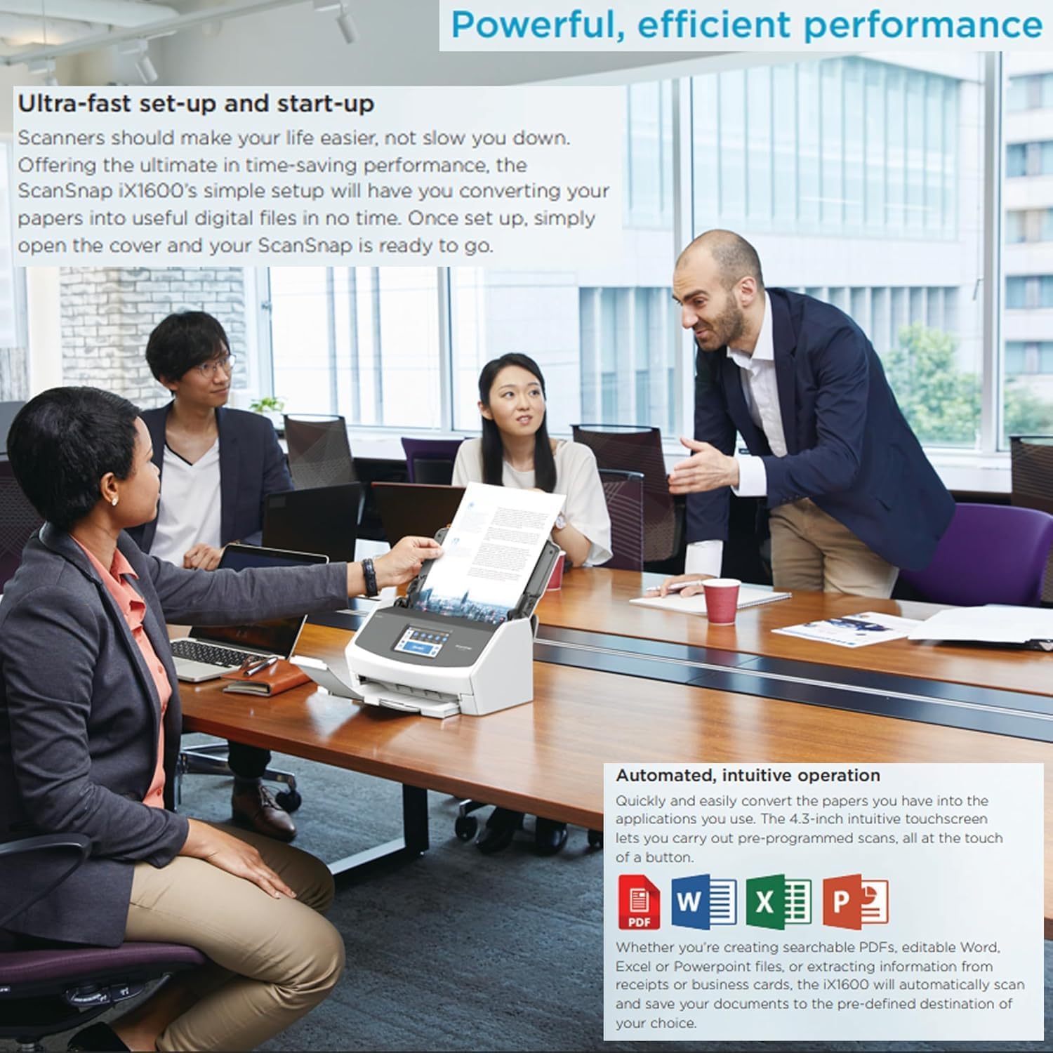 iX1600 ScanSnap Scanner (White) - A4, A5, A6, B5, B6, Business Card, Postcard, Letter, Legal and Custom, Duplex, Wi-Fi, USB 3.2, (40 Pages/80 Images/Min) with ADF, White, ADF, 40 ppm