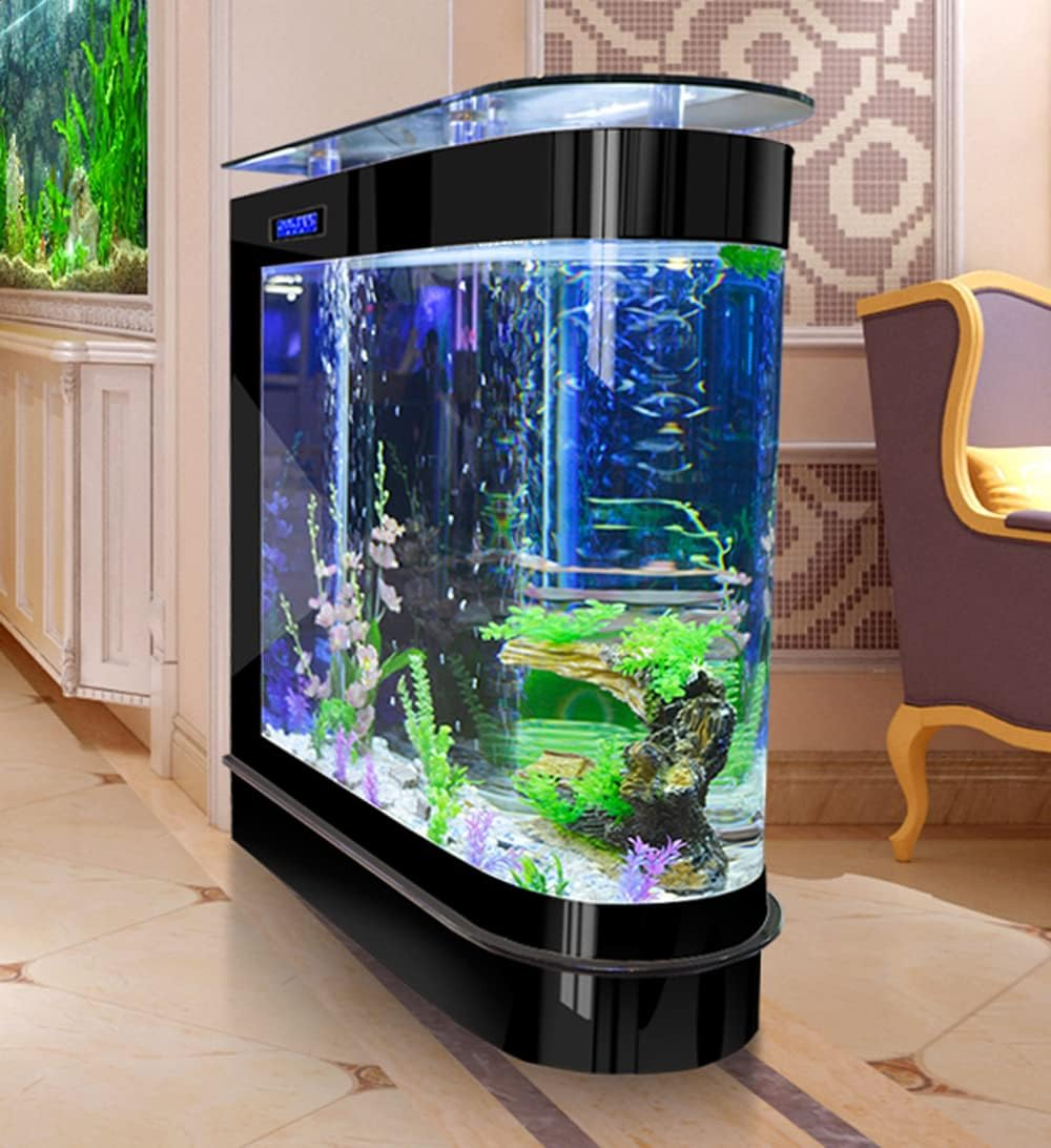 124Gal LED Aquarium Kit Upright Fish Tank Large Glass Fishbowl Glsaa Bar for Patios Living Office Room and Kitchen