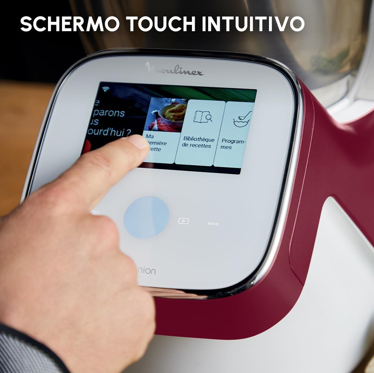 Moulinex Robot da Cucina Multifunzione I-Companion Touch, Potenza 1550 W, Capacità 4,5L, Temperatura da 30 a 150 °C, 14 Programmi Automatici e 5 Accessori Dedicati, HF9345