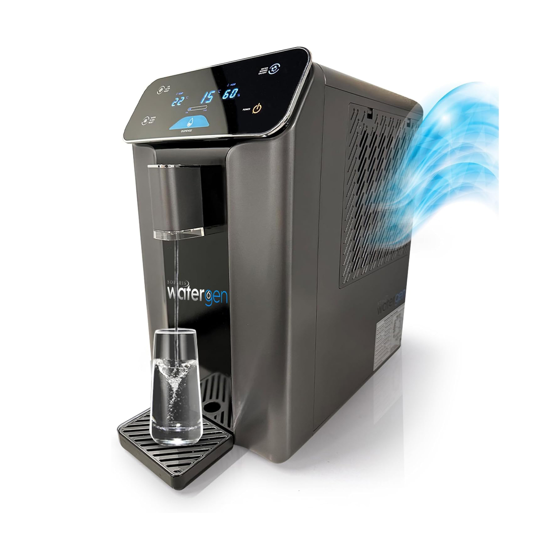 ETL Certified Solaris WaterGen A10 Atmospheric Water Generator – 10L Daily Output | 4-Stage UV Purification | Countertop Water Filter System for Home & Office. (Space Grey)