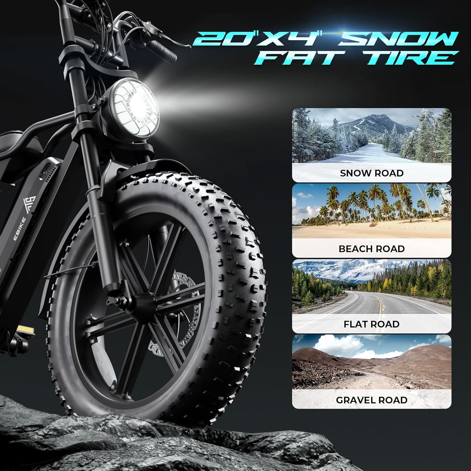 TST Electric Bike for Adults,750W-1500 W Peak Brushless Motor Fat Tire E Bike,48 V Removable Larger Battery,Electric Mountain Bike,with Hydraulic Suspension and 7-Speed E-Bike