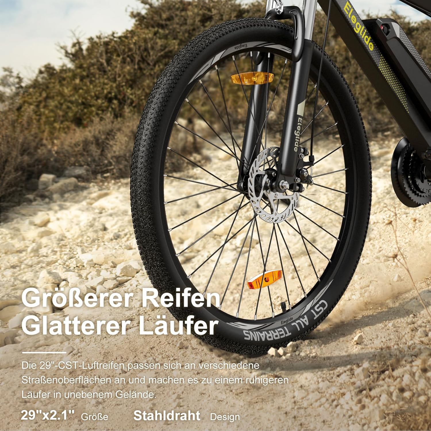 Eleglide M1 Plus E-Bike Women's Men's Electric Mountain Bike 27.5/29 Inch Electric Bicycle with 36 V 12.5 Ah Removable Battery, EU Compliant E Bicycle 21 Gears 250 W Rear Wheel Motor, LED Light