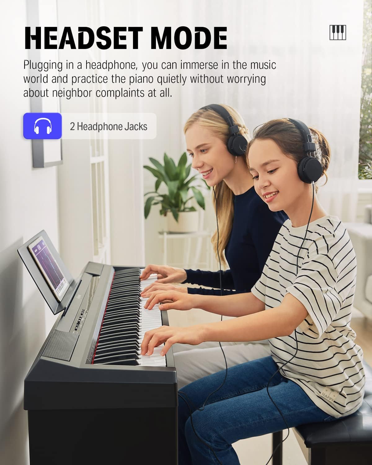Donner E-Piano 88 Tasten, Halb Gewichteten Anfänger Klavier, Digital Piano mit Abnehmbarer Klavierständer und Pedal, DEP-10S