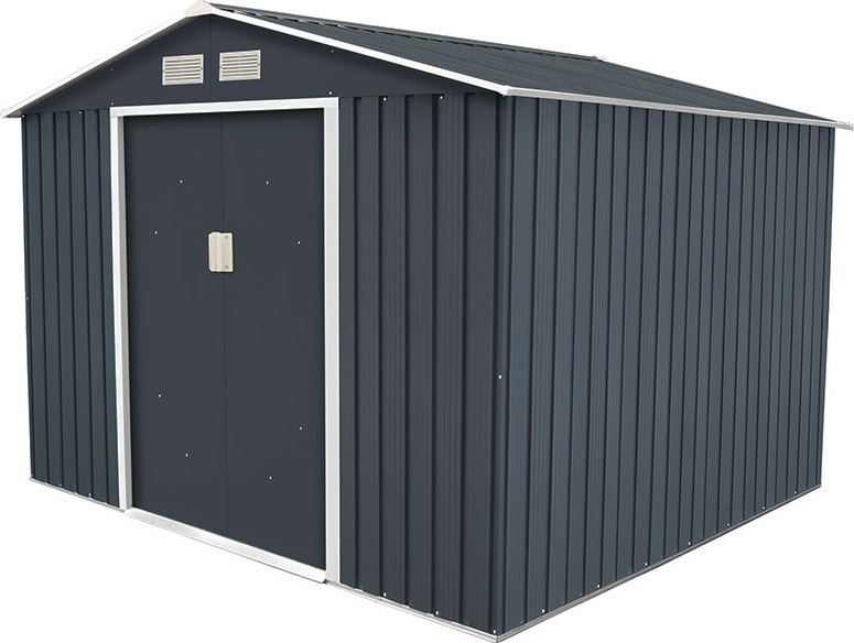 Juskys 9m³ Metal Tool Shed with Sloped Roof, Sliding Door and Foundation - 277×191×192cm - Tool Shed Garden Shed Tool Shed