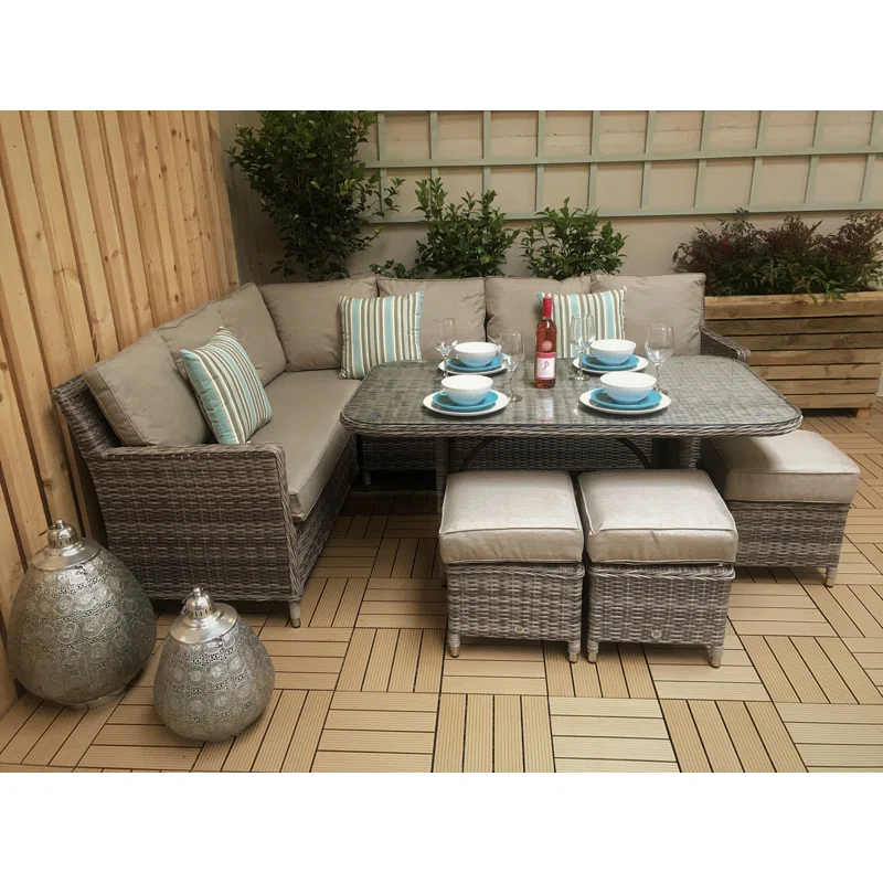Auberta Wicker 9 - Person Garden Lounge Set