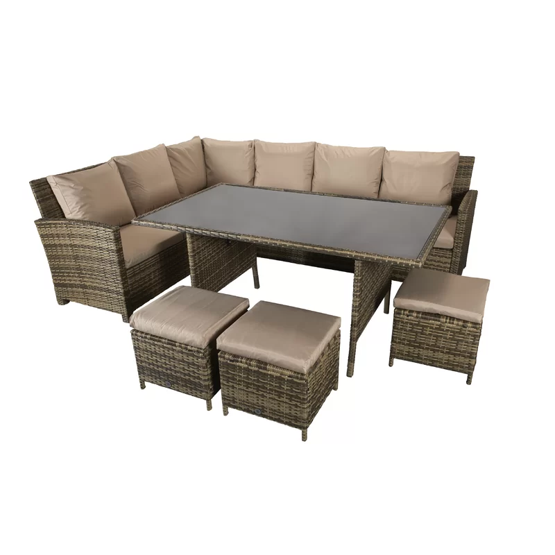 Camila Wicker 9 - Person Garden Lounge Set with Cushions
