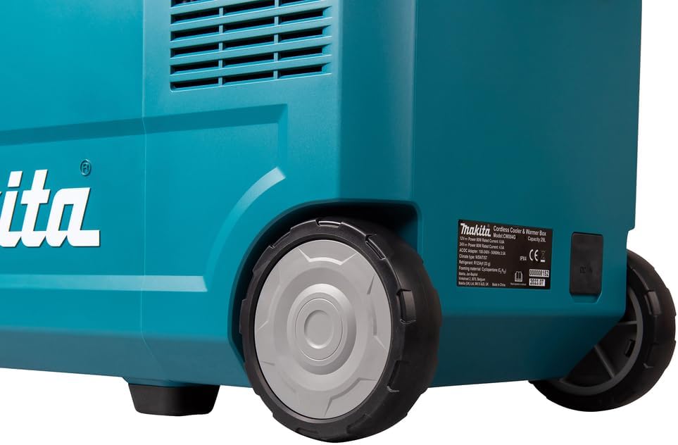Makita 40V Battery Cooling and Heat Box, 29L Portable Refrigerator, Turquoise, IPX4 Water Resistant, Compressor Cooling System, Bottle Opener, Deep Discharge Protection