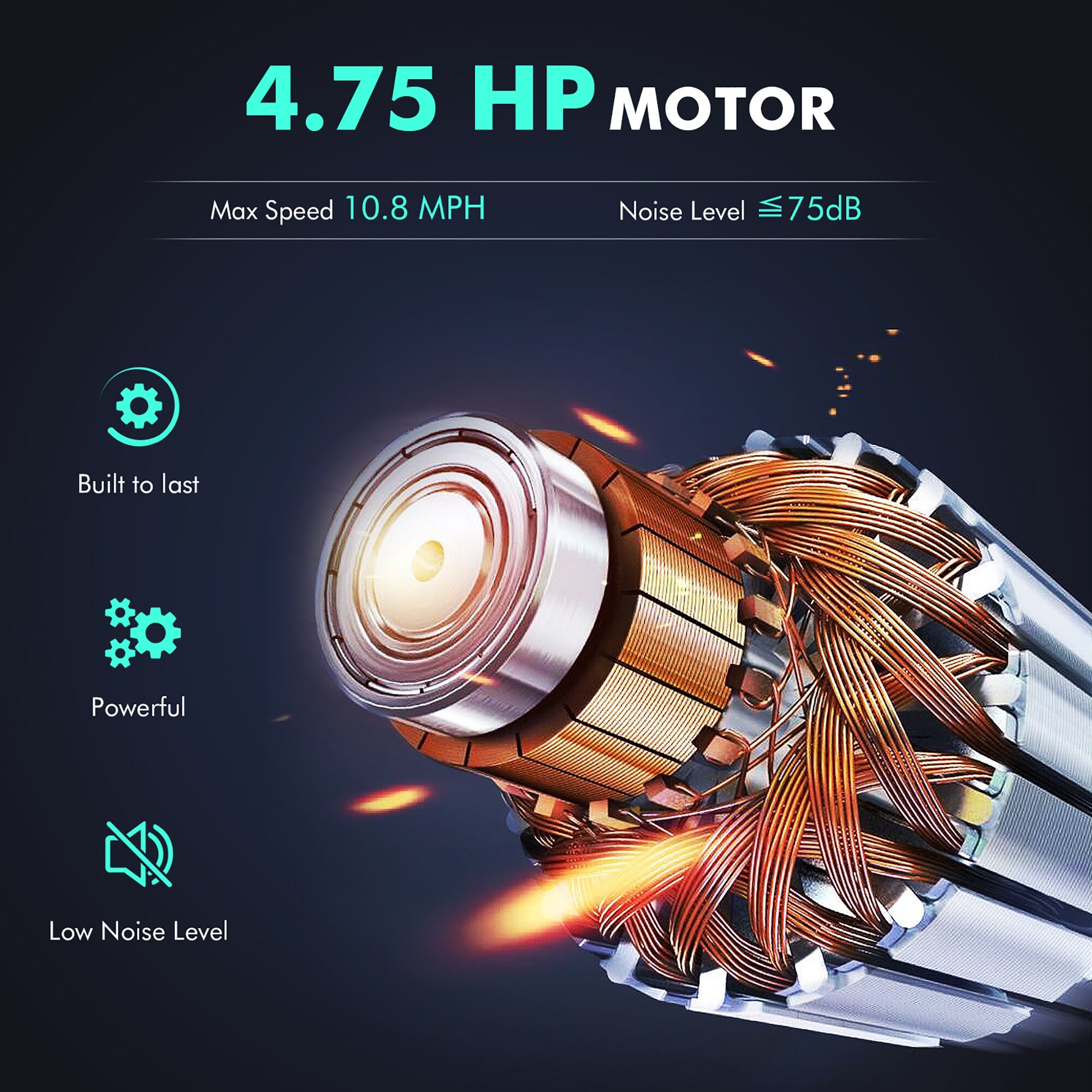 SuperFit 4.75HP Folding Treadmill w/Preset Programs Touch Screen - 64'' x 30'' x 45''