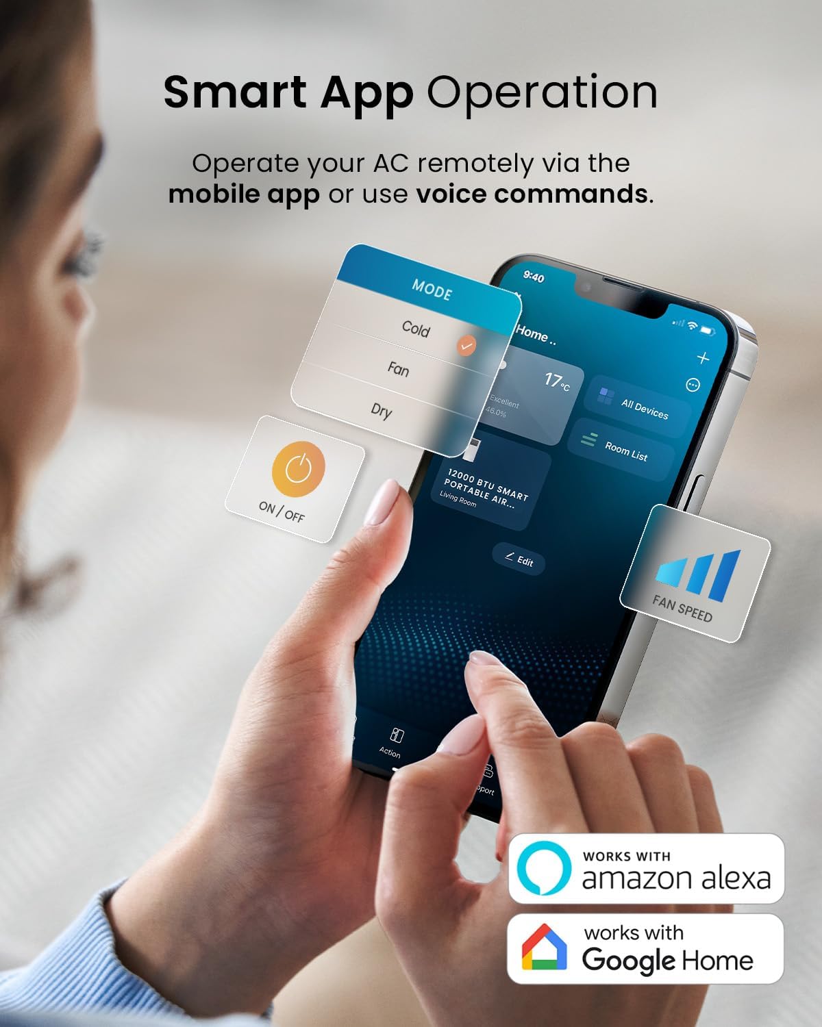 Pro Breeze® 12000 BTU Portable Air Conditioner - Smart Home WiFi