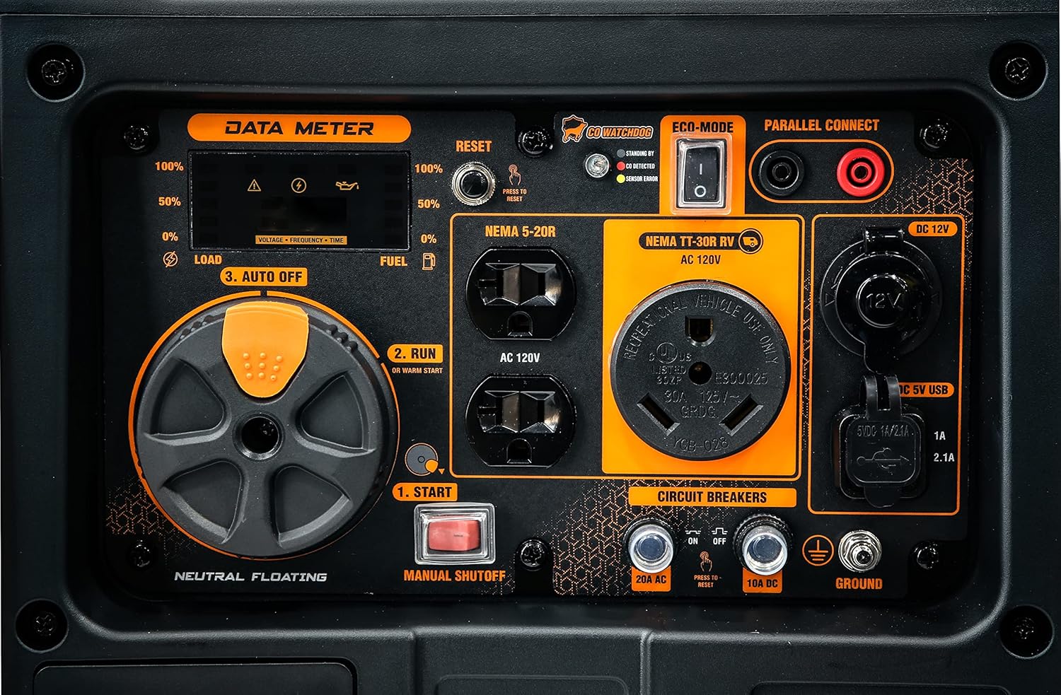 WEN 56400iX 4000-Watt Inverter Generator with Fuel Shut-Off and CO Shutdown Sensor, Black