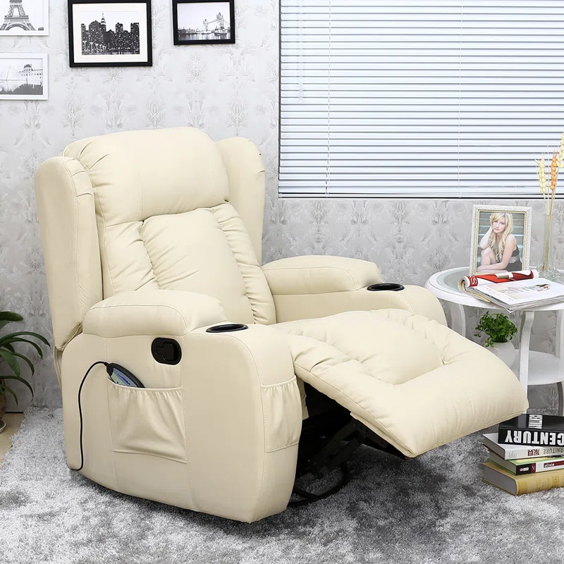 Bonded Leather Electric Recliner with Massager and Heating