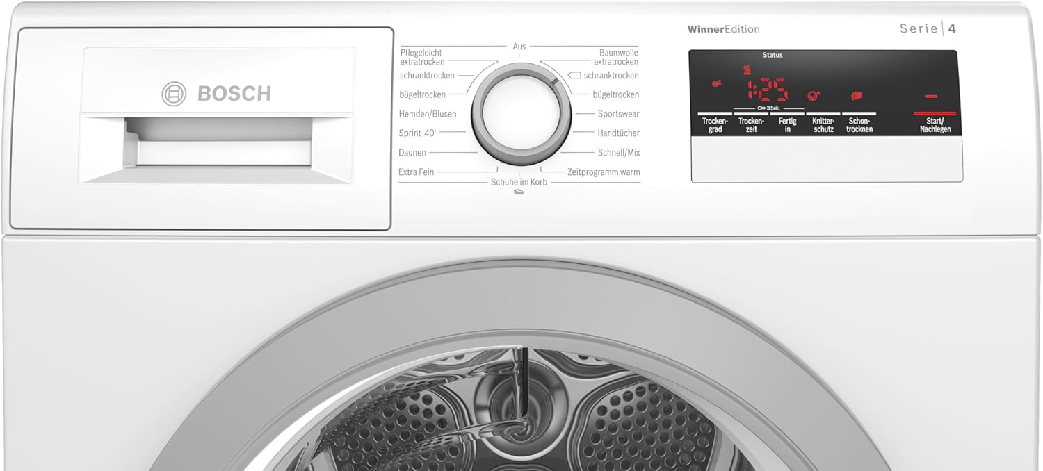 Bosch Series 4 WTH85VWIN Heat Pump Dryer for 8 kg of Laundry, A++, 236 kWh/Year, AutoDry, Anti Vibration Design, Sensitive Drying System, Environmentally Friendly Coolant, White [Energy Class A++]
