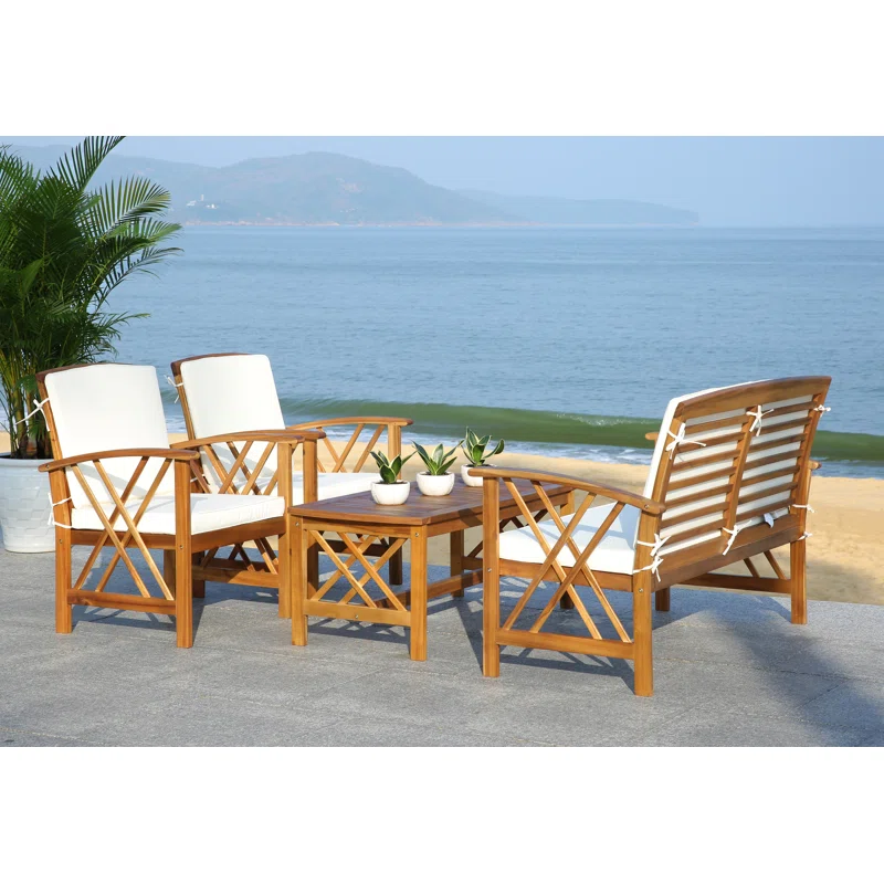 Aana Wicker 4 - Person Garden Lounge Set with Cushions