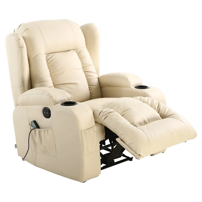 Bonded Leather Electric Recliner with Massager and Heating