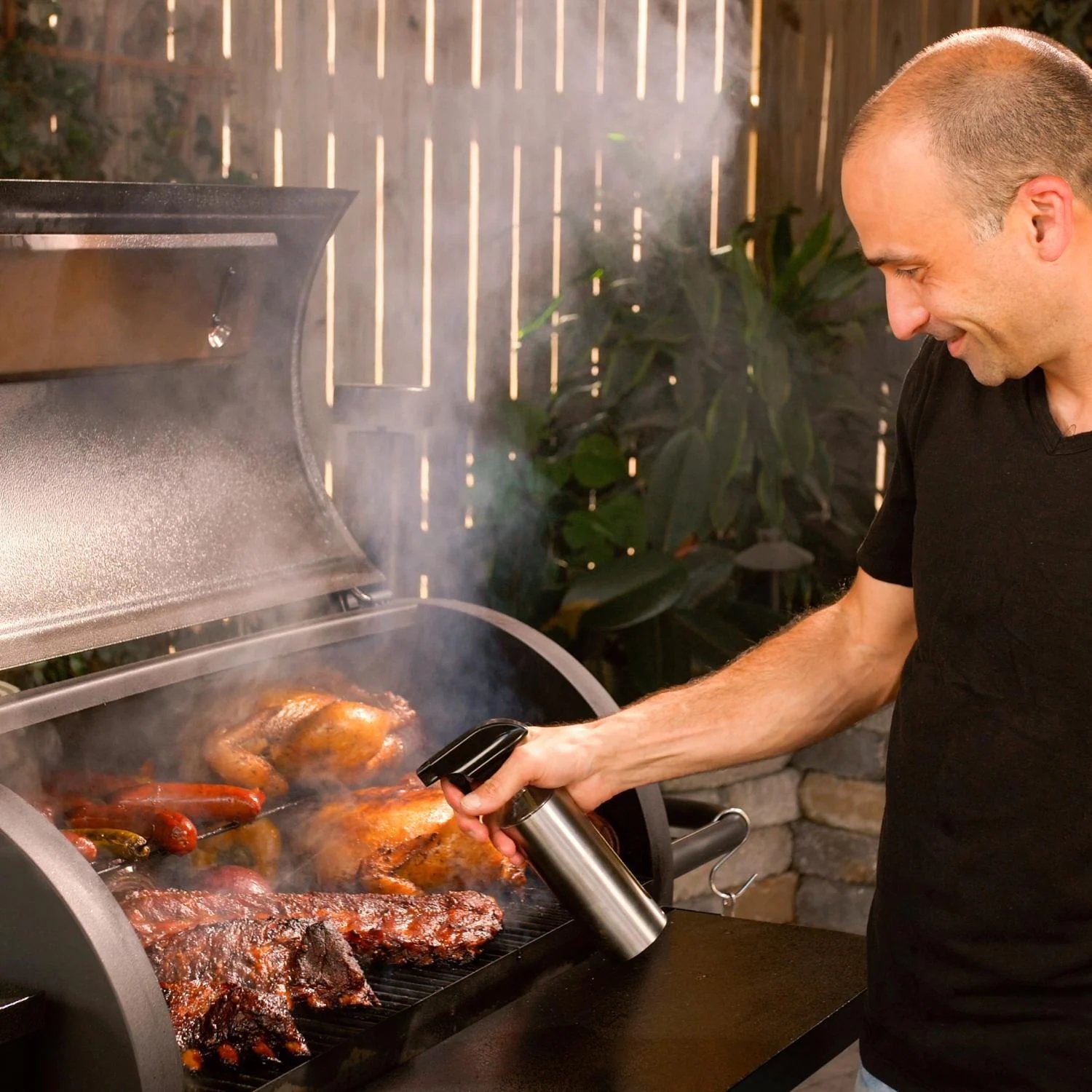 Victory 35-Inch Wood Pellet Grill with Front Shelf, 29-Lb Hopper & 16 Gauge Steel Barrel & Cart - BBQPG