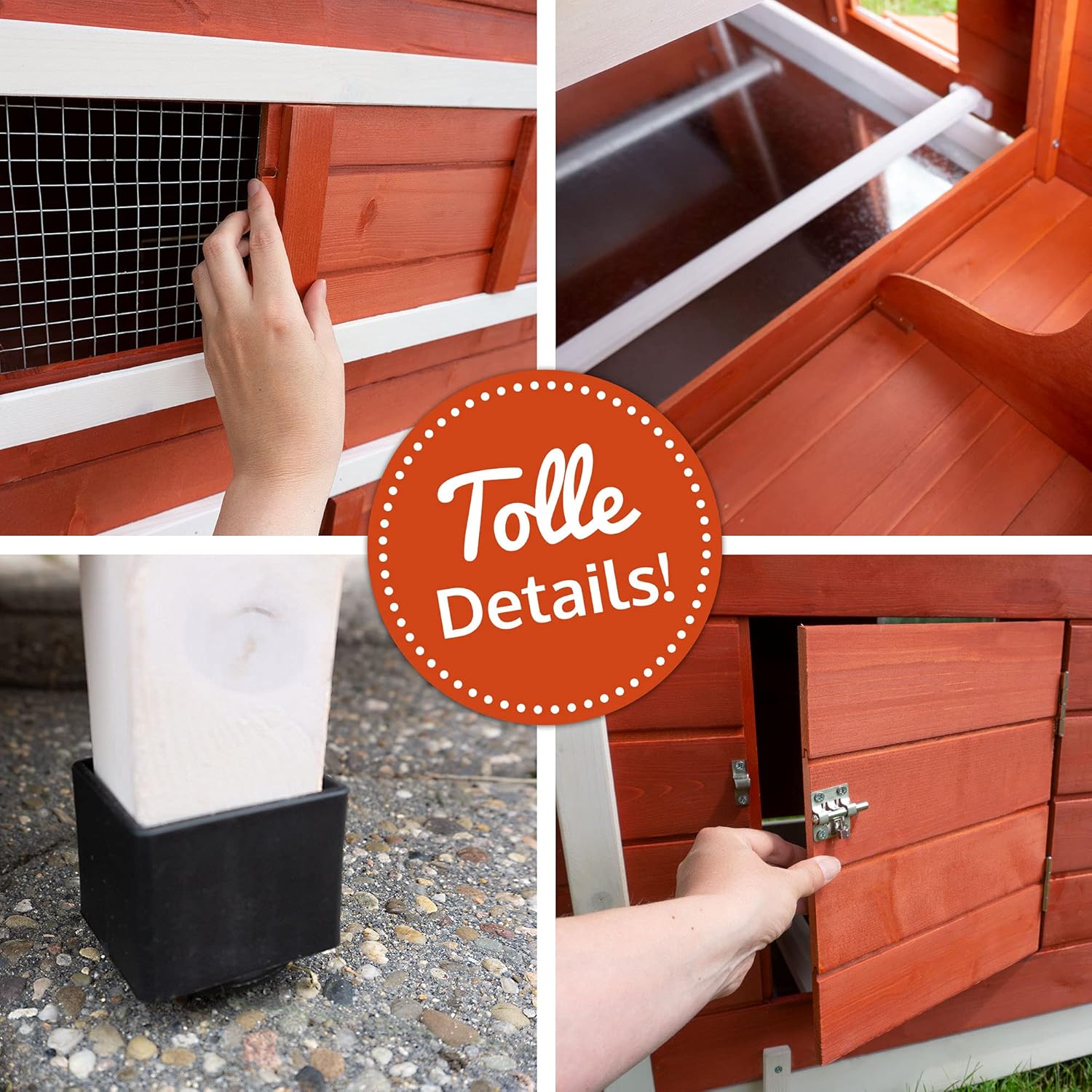 großer Hühnerstall - mit Regen und Sonnenschutz – Hühnerstall aus massivem Vollholz & stabilem Draht – schnell zu reinigen – witterungsbeständig dank hochwertiger Lasur –mit oder ohne Voliere