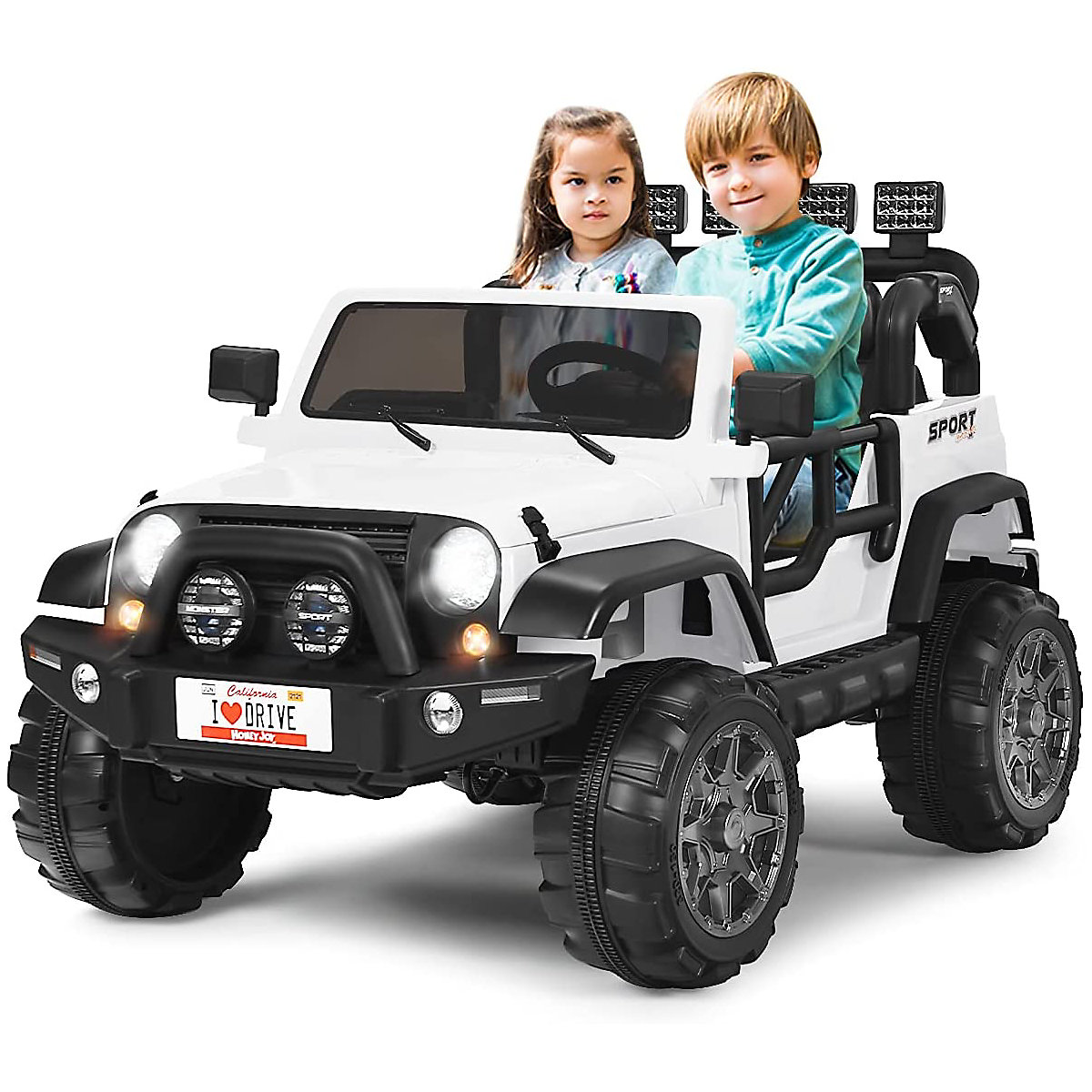 Elektroauto Jeep 2 Sitzer mit 3 Geschwindigkeiten wei