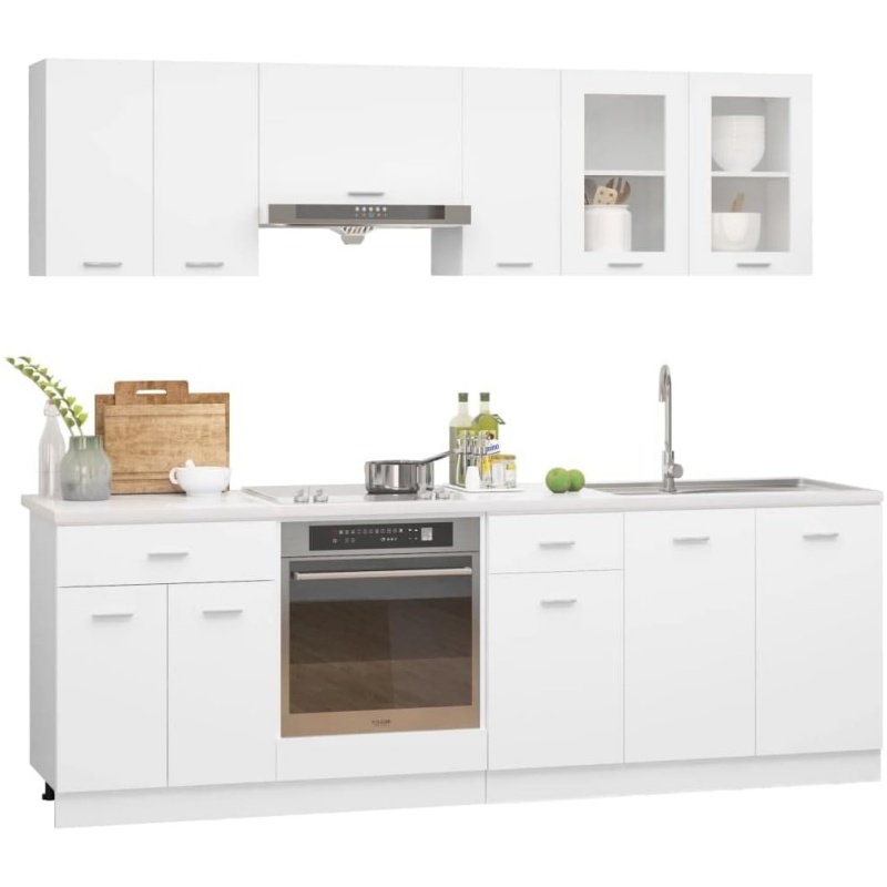 vidaXL Lyon Kitchen Unit White Composite Wood 8-Piece Set