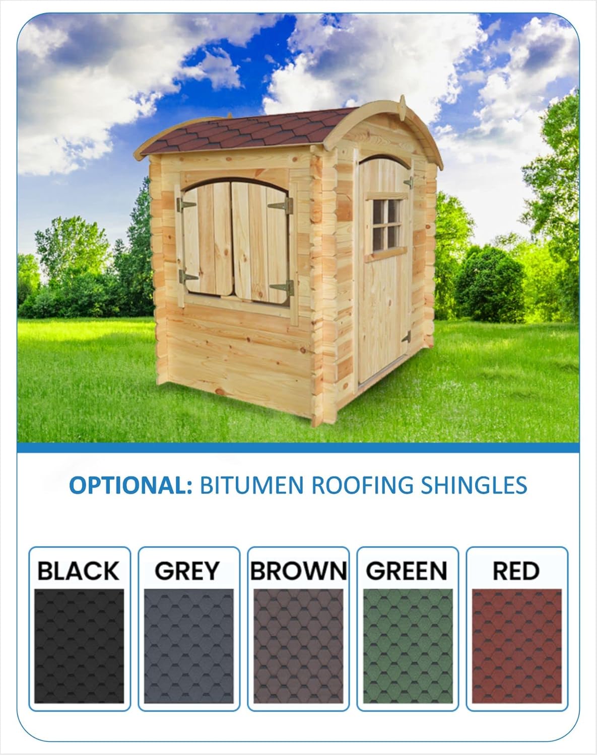 Timbela M505-1 Children's Wooden Playhouse without Floors - Outdoor Playhouse for Children - W 112 x L 146 x H 145 cm / 1.1 m2 Garden Playhouse - Garden Summer House for Children