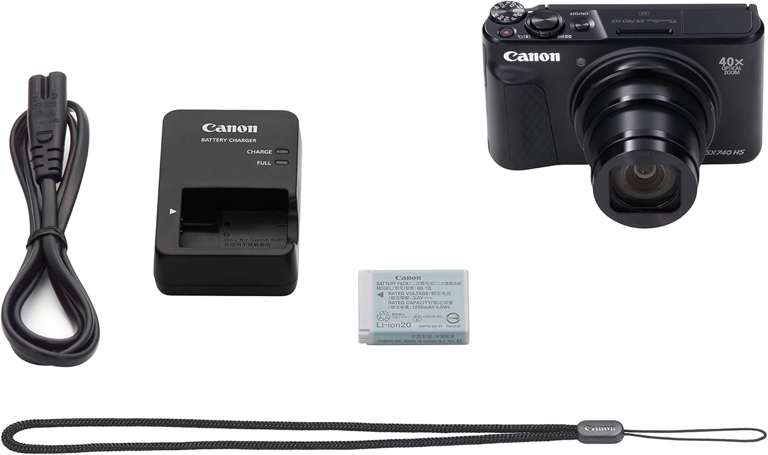 Canon SX740 HS PowerShot Digital Camera Black - Practical Compact Camera with 4K Resolution and Hybrid Autofocus - Canon Powershot Camera with 40x Optical Zoom - Auto Transfer via WLAN and Bluetooth