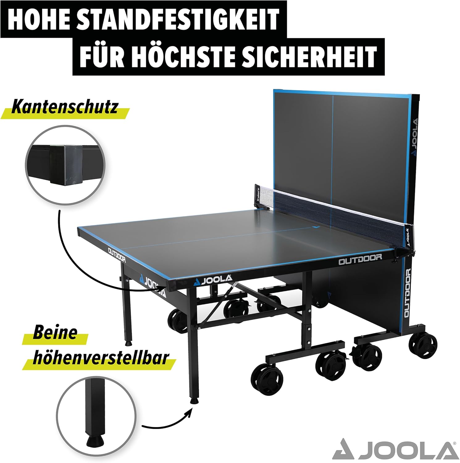 JOOLA Outdoor Table Tennis Table - Professional Table Tennis Table 6 mm Aluminium Composite Surface - Weatherproof Foldable - Includes Net