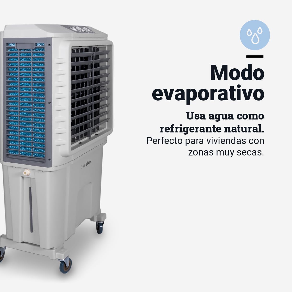 UNIVERSALBLUE |Climatizador 80L | Blanco | Modo Frío y Evaporación | 210W | 3 años De Garantía | 3 Velocidades