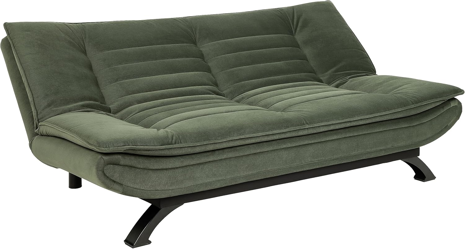 AC Design Furniture Jasper Sofa Bed W: 196 x H: 91 x D: 96 cm, Dark Grey/Black, Fabric/Metal