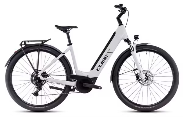 Cube Touring Hybrid One 500 Easy Entry Electric Hybrid Bike Shimano Cues 9S 500 Wh 700 mm Cotton White Grey 2025