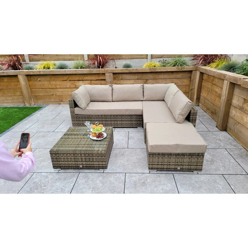 Margaret Wicker 5 - Person Garden Lounge Set with Cushions