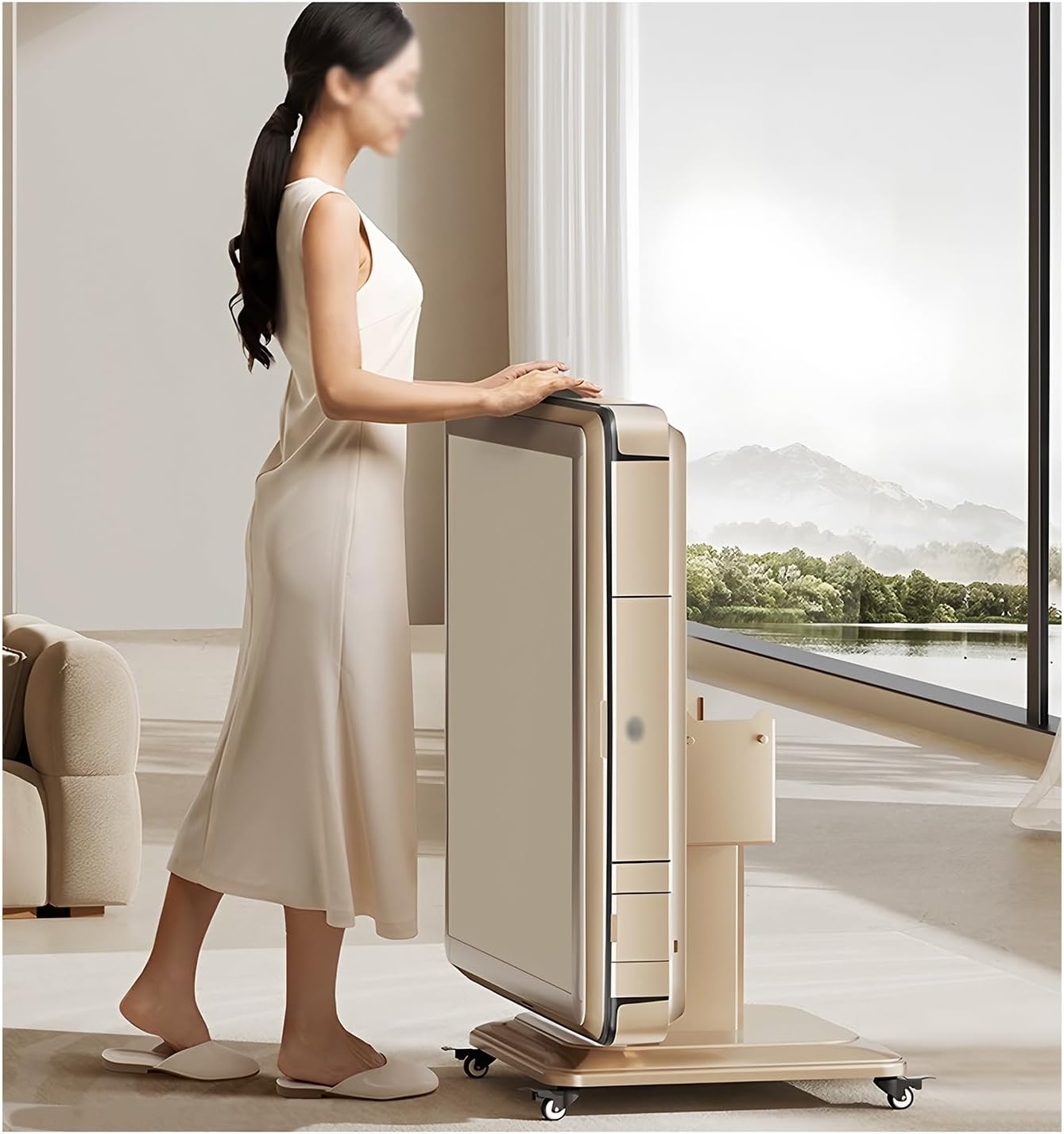 Machine De Mahjong Automatique Portable, Table De Jeu Pliable avec roulettes pour Campings, Fêtes À La Maison, Pique-niques, Voyages, Rassemblements(Gold)