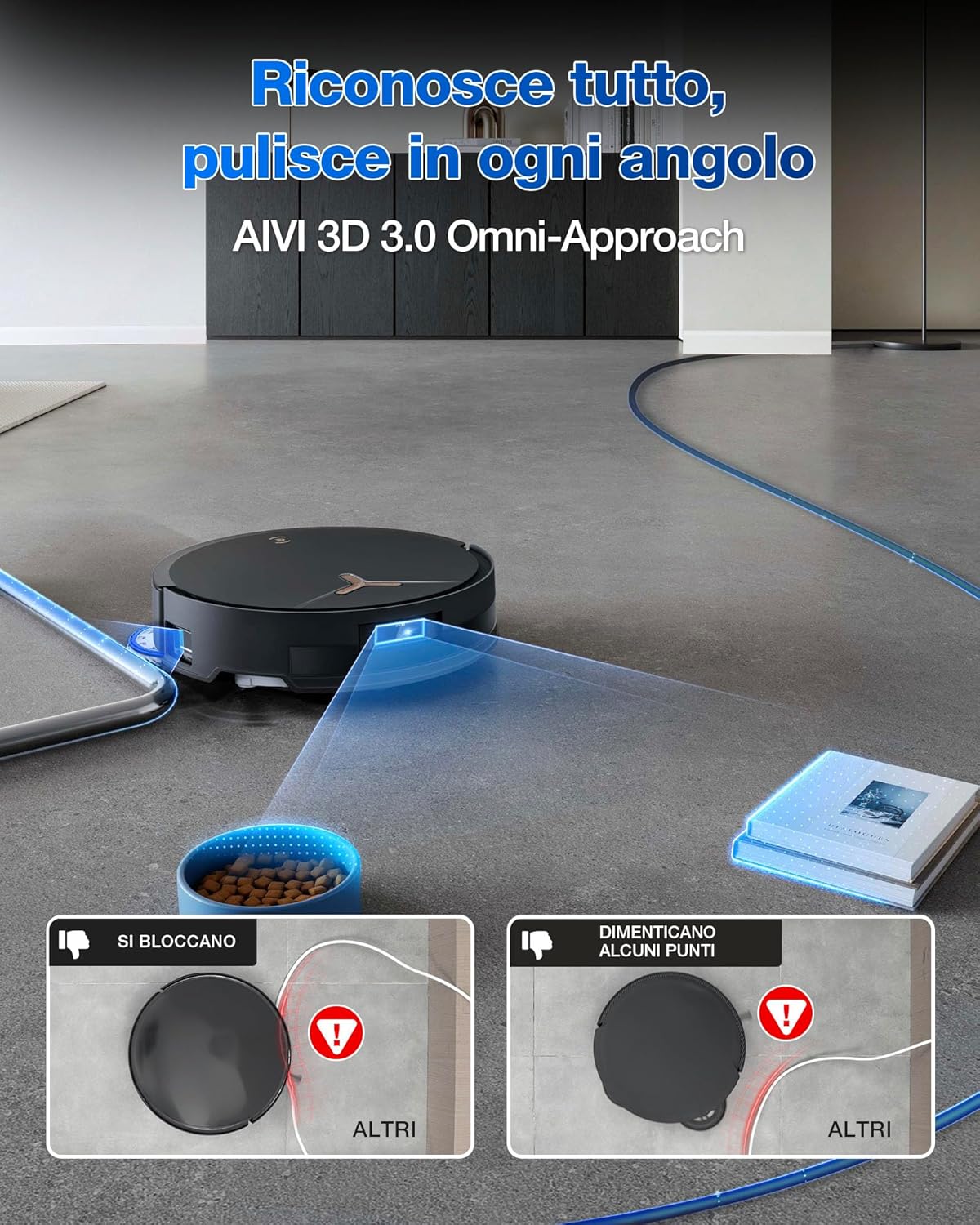 ECOVACS DEEBOT T50 MAX PRO OMNI Robot Aspirapolvere Lavapavimenti, 18.500Pa, ZeroTangle 2.0, Pulizia Profonda Tappeti, Spazzola Laterale Estendibile e Straccio, Lavaggio Automatico Acqua Calda 40-75℃