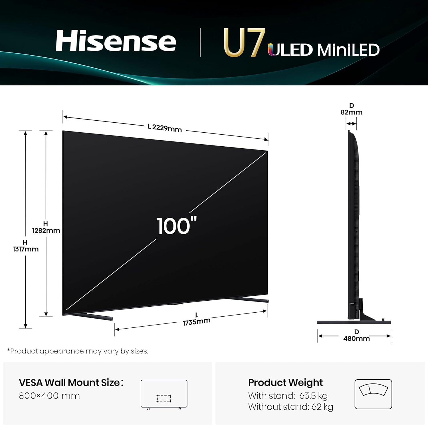 Hisense 65U7NQ 164cm (65-inch) TV