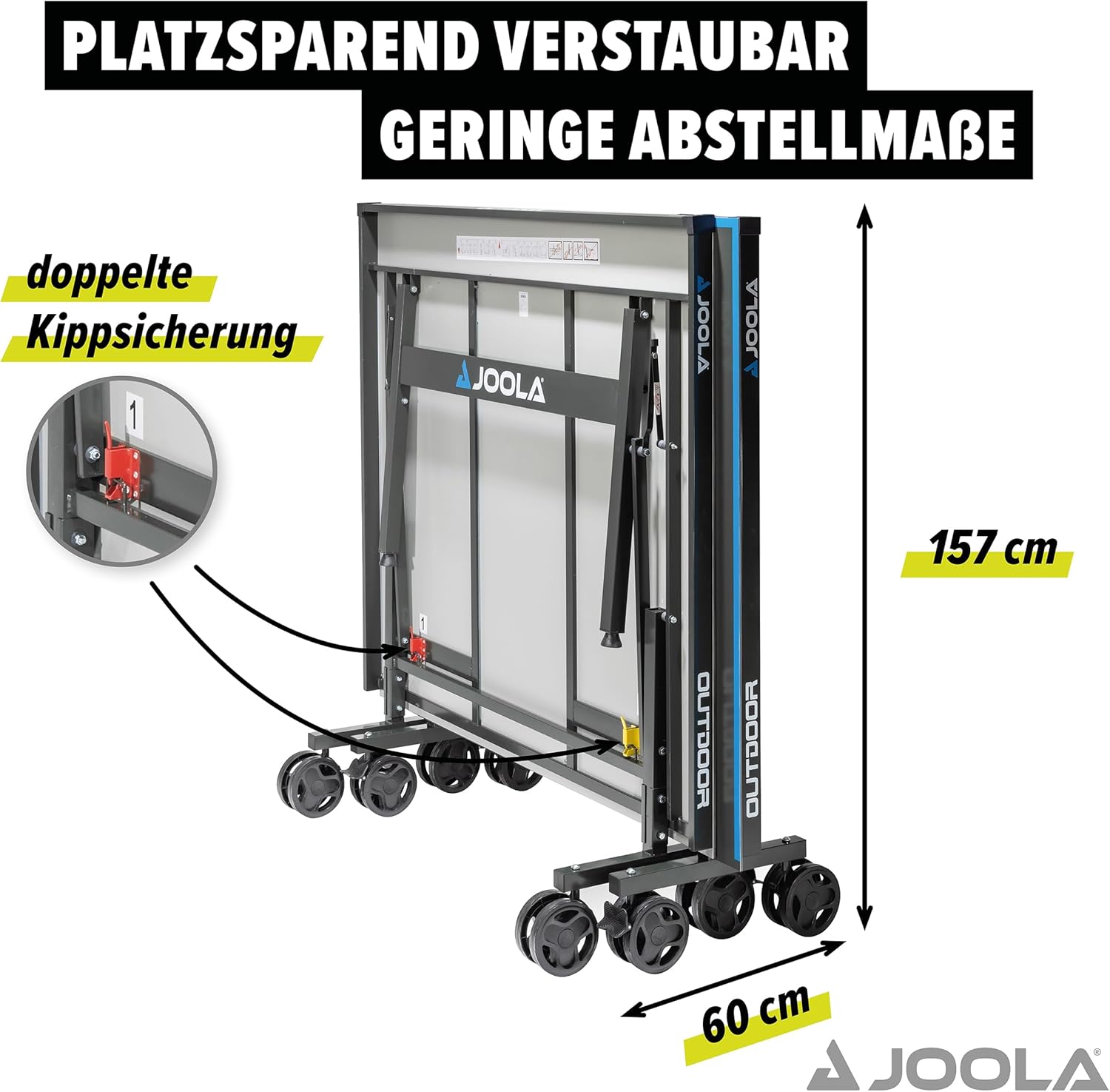 JOOLA Outdoor Table Tennis Table - Professional Table Tennis Table 6 mm Aluminium Composite Surface - Weatherproof Foldable - Includes Net